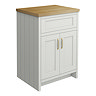 Chatsworth 610mm Traditional Grey Countertop Vanity with Beech Worktop & Brushed Brass Handles