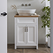 Chatsworth 610mm Traditional White Countertop Vanity with Beech Worktop & Antique Brass Handles