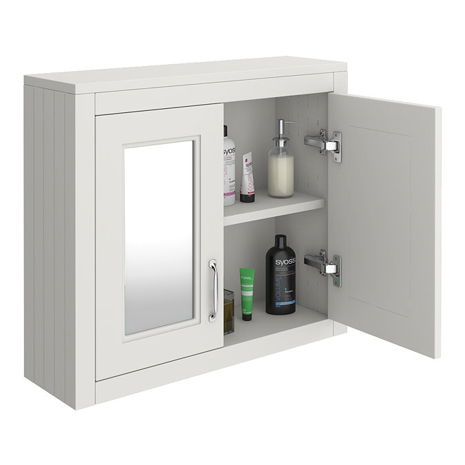 Chatsworth 690mm Grey 2-Door Mirror Cabinet with Chrome Handles