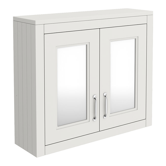 Chatsworth 690mm Grey 2-Door Mirror Cabinet with Chrome Handles