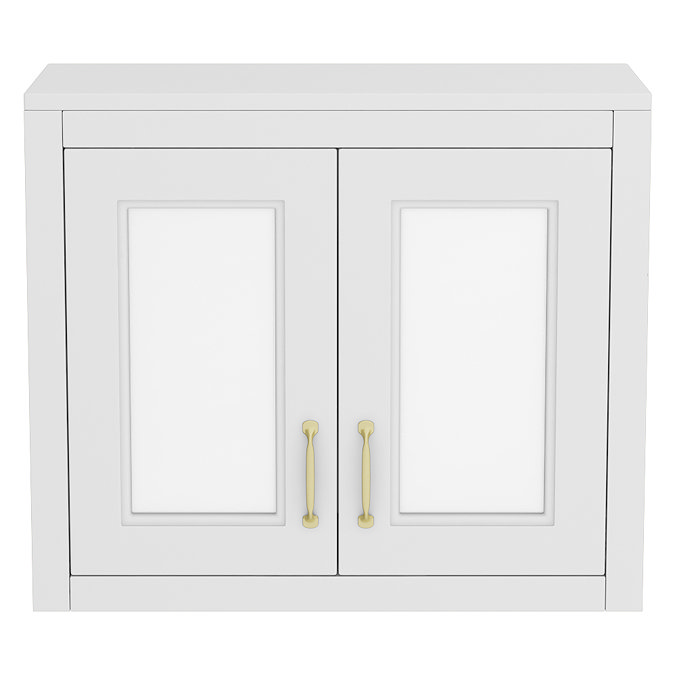 Chatsworth 690mm White 2-Door Mirror Cabinet with Brushed Brass Handles