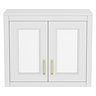 Chatsworth 690mm White 2-Door Mirror Cabinet with Brushed Brass Handles