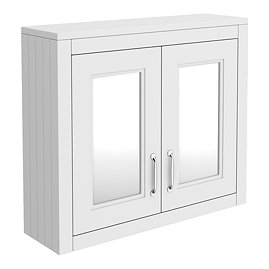 Chatsworth 690mm White 2-Door Mirror Cabinet with Chrome Handles
