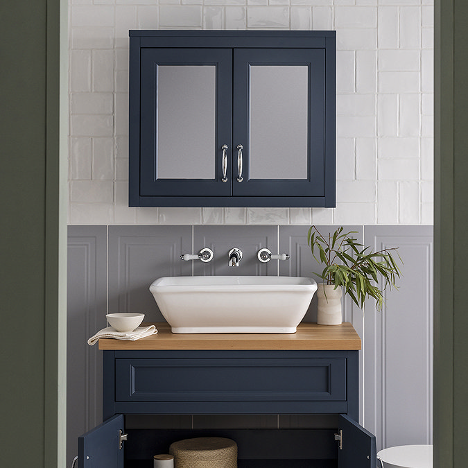 Chatsworth 690mm Blue 2-Door Mirror Cabinet