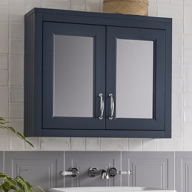 Chatsworth 690mm Blue 2-Door Mirror Cabinet