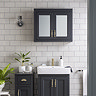 Chatsworth 690mm Graphite 2-Door Mirror Cabinet with Brushed Brass Handles