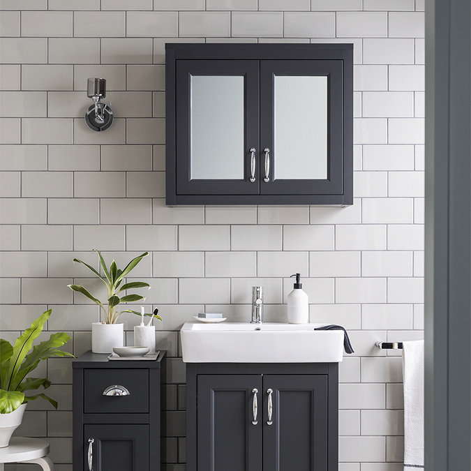 Chatsworth 690mm Graphite 2-Door Mirror Cabinet