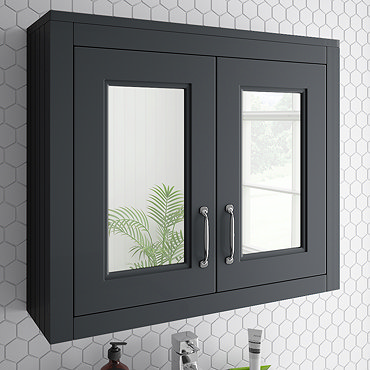 Chatsworth 690mm Graphite 2-Door Mirror Cabinet  Profile Large Image