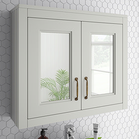 Chatsworth 690mm Grey 2-Door Mirror Cabinet Large Image