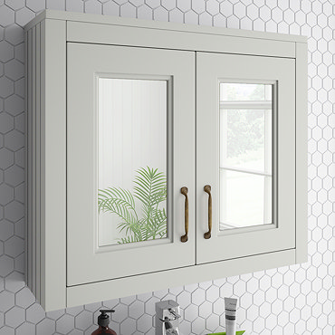 Chatsworth 690mm Grey 2-Door Mirror Cabinet  Profile Large Image