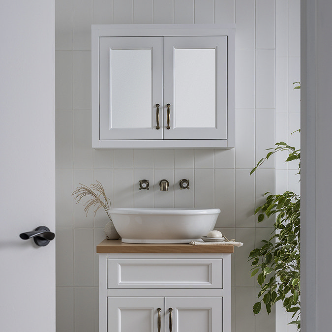 Chatsworth 690mm White 2-Door Mirror Cabinet