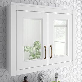 Chatsworth 690mm White 2-Door Mirror Cabinet Medium Image
