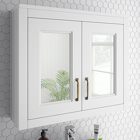 Chatsworth 690mm White 2-Door Mirror Cabinet Large Image