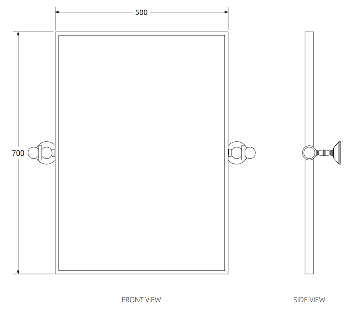 Chatsworth 700 x 500 Rectangular Tiltable Mirror - Brushed Brass