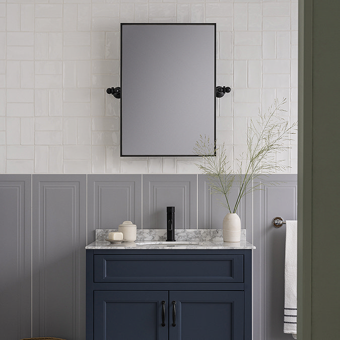 Chatsworth 700 x 500 Rectangular Tiltable Mirror - Matt Black