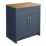 Chatsworth 810mm Traditional Blue Countertop Vanity with Beech Worktop & Brushed Brass Handles