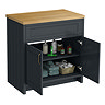 Chatsworth 810mm Traditional Graphite Countertop Vanity with Beech Worktop & Antique Brass Handles