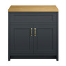Chatsworth 810mm Traditional Graphite Countertop Vanity with Beech Worktop & Brushed Brass Handles