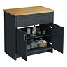 Chatsworth 810mm Traditional Graphite Countertop Vanity with Beech Worktop & Brushed Brass Handles