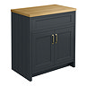 Chatsworth 810mm Traditional Graphite Countertop Vanity with Beech Worktop & Brushed Brass Handles