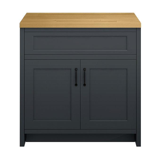 Chatsworth 810mm Traditional Graphite Countertop Vanity with Beech Worktop & Matt Black Handles