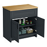 Chatsworth 810mm Traditional Graphite Countertop Vanity with Beech Worktop & Matt Black Handles