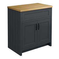 Chatsworth 810mm Traditional Graphite Countertop Vanity with Beech Worktop & Matt Black Handles