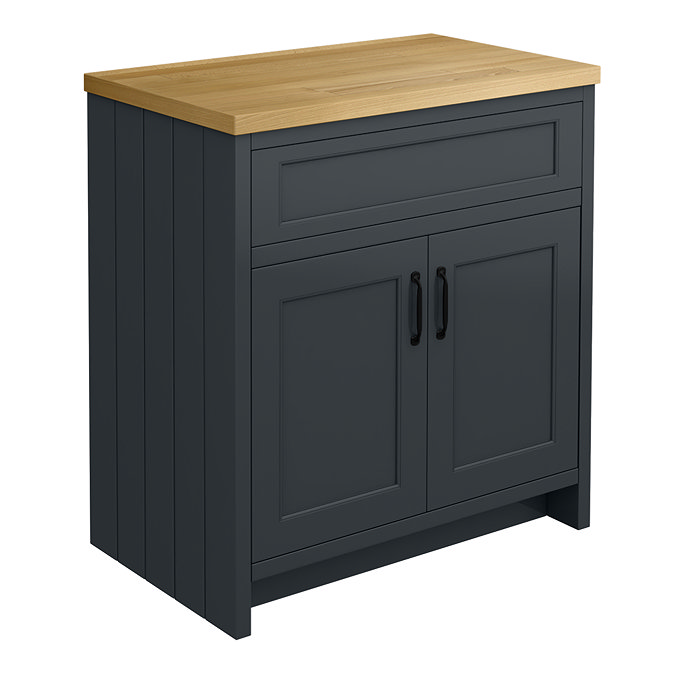 Chatsworth 810mm Traditional Graphite Countertop Vanity with Beech Worktop & Matt Black Handles
