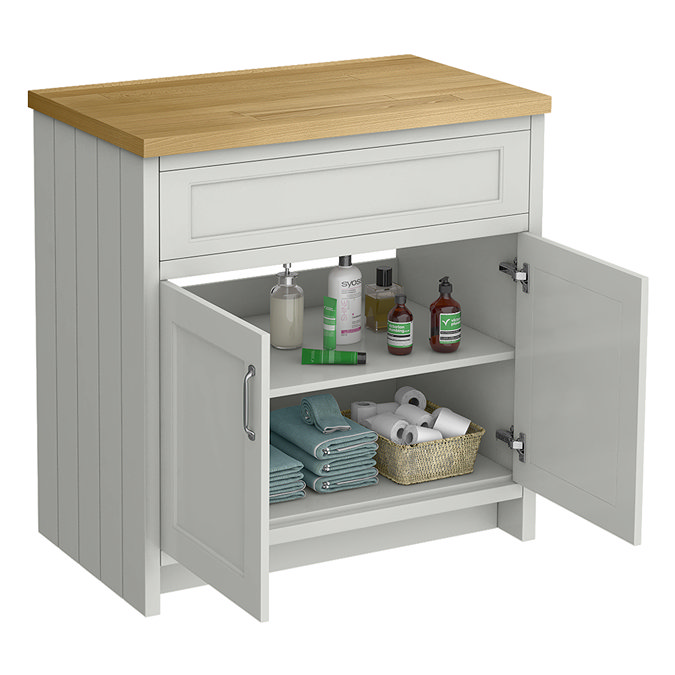 Chatsworth 810mm Traditional Grey Countertop Vanity with Beech Worktop & Chrome Handles