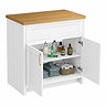 Chatsworth 810mm Traditional White Countertop Vanity Unit with Solid Beech Wood Worktop & Brushed Brass Handles