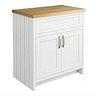 Chatsworth 810mm Traditional White Countertop Vanity Unit with Solid Beech Wood Worktop & Brushed Brass Handles