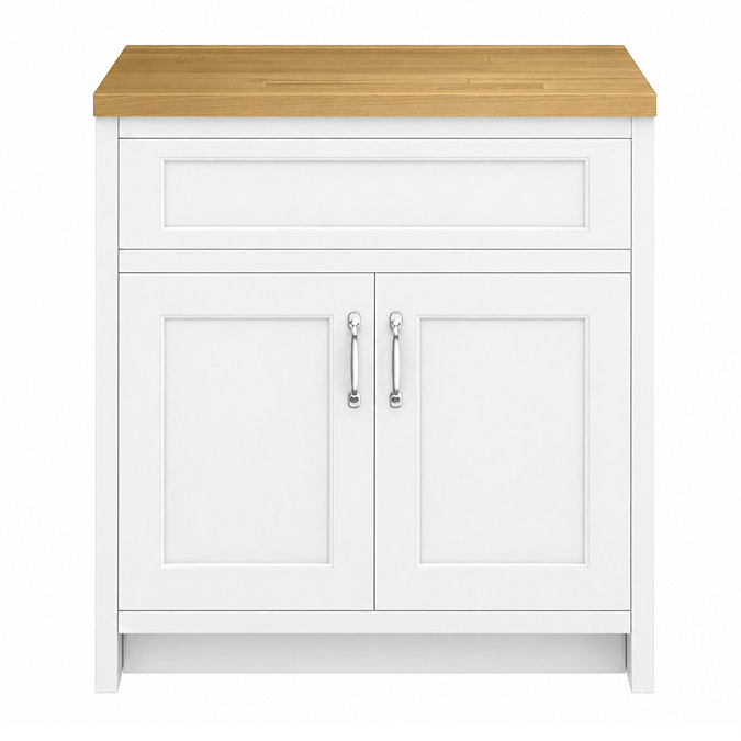 Chatsworth 810mm Traditional White Countertop Vanity Unit with Solid Beech Wood Worktop & Chrome Handles