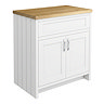 Chatsworth 810mm Traditional White Countertop Vanity Unit with Solid Beech Wood Worktop & Chrome Handles