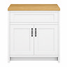 Chatsworth 810mm Traditional White Countertop Vanity Unit with Solid Beech Wood Worktop & Matt Black Handles