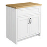 Chatsworth 810mm Traditional White Countertop Vanity Unit with Solid Beech Wood Worktop & Matt Black Handles
