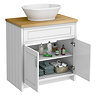 Chatsworth 810mm White Countertop Vanity with Beech Worktop, Oval Gloss White Basin & Chrome Handles
