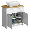 Chatsworth 810mm White Countertop Vanity with Beech Worktop, Rectangular Gloss White Basin & Brushed Brass Handles