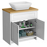 Chatsworth 810mm White Countertop Vanity with Beech Worktop, Rectangular Gloss White Basin & Chrome Handles