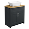 Chatsworth 810mm Graphite Countertop Vanity with Beech Worktop, Rectangular Gloss White Basin & Chrome Handles