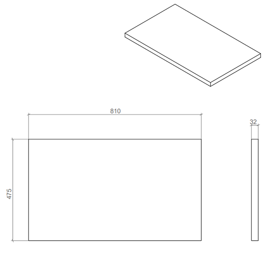 Chatsworth 810mm Graphite Countertop Vanity with Beech Worktop, Rectangular Gloss White Basin & Chrome Handles