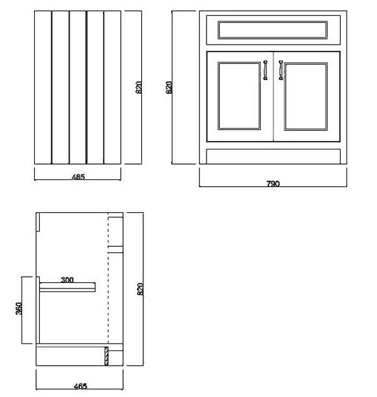 Chatsworth 810mm Graphite Countertop Vanity with Beech Worktop, Rectangular Gloss White Basin & Chrome Handles