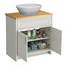 Chatsworth 810mm Grey Countertop Vanity with Beech Worktop, Oval Gloss White Basin & Brushed Brass Handles