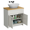 Chatsworth 810 Grey Countertop Vanity with Beech Worktop, Oval Gloss White Basin & Matt Black Handles