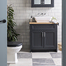 Chatsworth 810mm Traditional Graphite Countertop Vanity with Beech Worktop & Chrome Handles