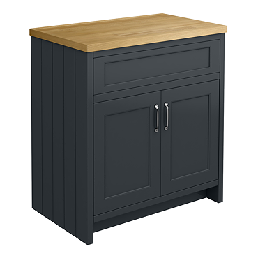 Chatsworth 810mm Traditional Graphite Countertop Vanity with Beech Worktop & Chrome Handles