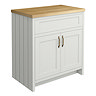 Chatsworth 810mm Traditional Grey Countertop Vanity with Beech Worktop & Antique Brass Handles