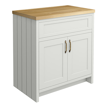 Chatsworth 810mm Traditional Grey Countertop Vanity with Beech Worktop & Antique Brass Handles