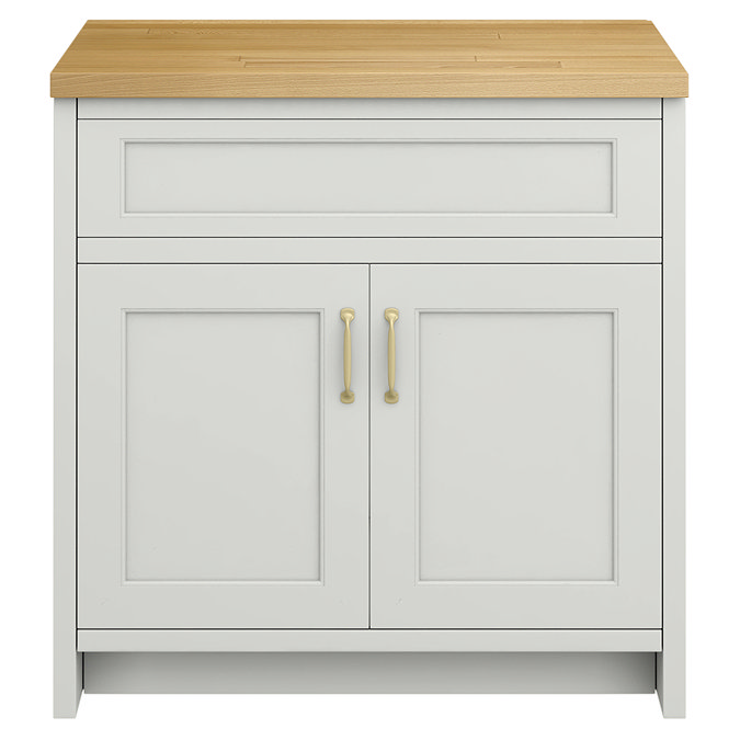 Chatsworth 810mm Traditional Grey Countertop Vanity with Beech Worktop & Brushed Brass Handles
