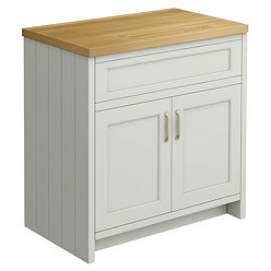 Chatsworth 810mm Traditional Grey Countertop Vanity with Beech Worktop & Brushed Brass Handles