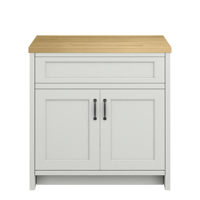 Chatsworth 810mm Traditional Grey Countertop Vanity with Beech Worktop & Matt Black Handles
